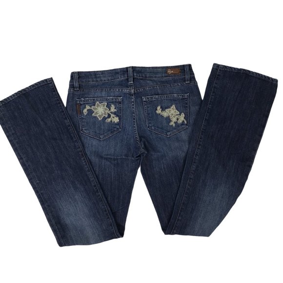 Paige Embroidered Benedict Canyon Boot Cut Jeans 26 - Picture 4 of 12